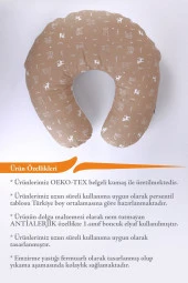 Umaybebek Emzirme Yastığı Minderi, Pamuk Kumaş - Dolgulu Yastık 60x60 Cm-Kahve Kedi Beyaz - 3