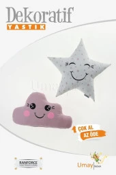 Umaybebek 2'li Dekoratif Bebek Yastığı, Yastık, Uyku Arkadaşı - %100 Pamuk-PUDRA - 1