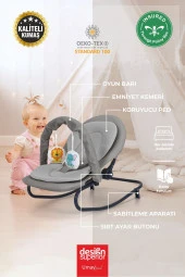 Umaybebek Umay Anakucağı, Kademeli, Sallanır, Sabitlenebilir, Oyuncaklı, Bebek Ana Kucağı Puset, Ana Dizi-Açık Gri - 2