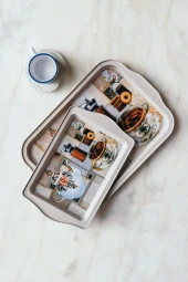 Klasik Çay Saati Temalı Küçük Boy Dekoratif Metal Tepsi 25 cm - 3