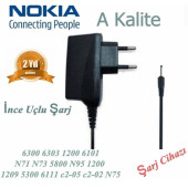 Nokia 6080 ince Uçlu Cep Telefonu Şarj Cihazı Aleti (2 YIL İTHALATÇI Garantili) - 2