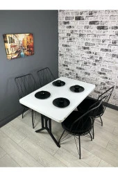 Hey Modüler Mobilya Handan Beyaz Siyah Mutfak Yemek Masası 110 cm - 2