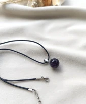 Kolye Gerdanlık Yuvarlak Ametis Doğal Taş Çakra Yoga Reiki Kadın - 2