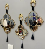 DEKOR AYNA 3 LÜ DUVAR AYNASI GOLD - 1