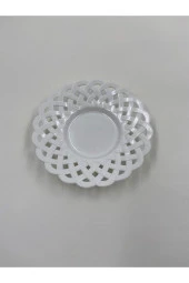 Hasır Modelli Çay Tabağı Sert Plastik Porselen Görünümlü 6'lı - 1