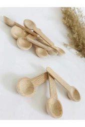 6 Adet Ahşap Baharat Kaşığı- Baharat Küreği Mini 6 Lı - 1