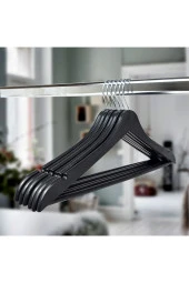 Ahşap Görünümlü Plastik A Kalite Siyah Elbise Askı 3 Adet - 1