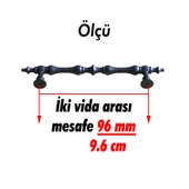 Şehzade Kulp Mobilya Mutfak Dolabı Çekmece Dolap Kulpları Kapak Kulpu Kulbu Siyah 96 mm Metal - 3