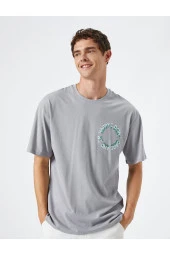 Arkası Baskılı Tişört Sloganlı Relax Fit Bisiklet Yaka Pamuklu thumbnail 1