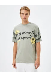 Slogan Baskılı Tişört Relax Fit Bisiklet Yaka Kısa Kollu thumbnail 2