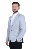Cengiz İnler Kırlangıç Yaka Çift Düğme Çizgili Ekose Slim Fit Erkek Ceket - 2