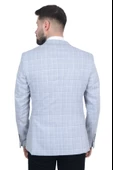 Cengiz İnler Kırlangıç Yaka Çift Düğme Çizgili Ekose Slim Fit Erkek Ceket - 4