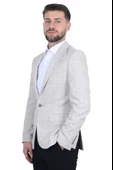Cengiz İnler Kırlangıç Yaka Çift Düğme Çizgili Ekose Slim Fit Erkek Ceket - 7