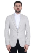 Cengiz İnler Kırlangıç Yaka Çift Düğme Çizgili Ekose Slim Fit Erkek Ceket - 6