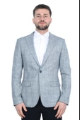 Cengiz İnler Kırlangıç Yaka Çift Düğme Ekose Slim Fit Erkek Ceket - 1