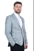 Cengiz İnler Kırlangıç Yaka Çift Düğme Ekose Slim Fit Erkek Ceket - 3