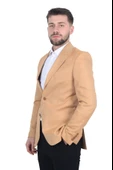 Cengiz İnler Kendinden Desenli Kırlangıç Yaka Torba Cepli Slim Fit Erkek Ceket thumbnail 3