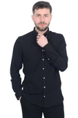 Cengiz İnler Düğmeli Yaka Erkek Gofre Gömlek - 3