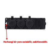 Uzatma Monofaze Kauçuklu Bahçe Çoğaltıcı Dış Mekan Korunaklı Priz Kapaklı Siyah Grup 3'lü - 3