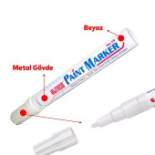 Markalama Kalemi Markör Kalıcı İşaretleyici Marker Beyaz Kalem Metal Plastik Cam Ahşap Yüzey - 3