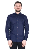 Cengiz İnler Gabardin Yıkamalı Yaka Düğmeli Slimfit Erkek Gömlek - 1