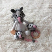 Şirin At Seti Yeni Doğan Takımı Amigurumi Organik Oyuncak - 1