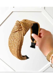 BYM192 Hasır Kadın Taç Düğüm Model Saç Aksesuarı  Saçlarınızda Hafif ve Zarif Kahverengi Saç Tacı thumbnail 1