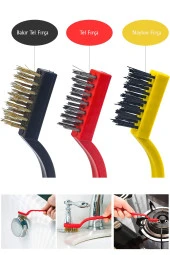 Hayal Sepeti 3lü Tel Naylon Fırça Aspiratör Ocak Banyo Musluk Lavabo Fırın Temizlik Fırça Seti - 7