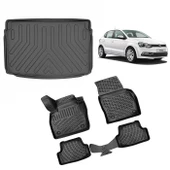 Rizline Volkswagen Polo 2017+ Paspas ve Üst Bagaj Havuzu Set Siyah thumbnail 1