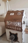 Mavitrend Büyük Kedi Evi Xxl Teraslı Kedi Evi 5kg Ve Üzeri Kediler Için XXL Kahve - Beyaz - 3