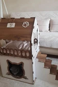 Mavitrend Büyük Kedi Evi Xxl Teraslı Kedi Evi 5kg Ve Üzeri Kediler Için XXL Kahve - Beyaz - 1
