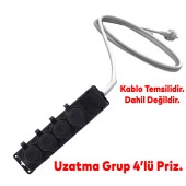 Uzatma Monofaze Kauçuklu Bahçe Çoğaltıcı Dış Mekan Korunaklı Priz Kapaklı Siyah Grup 4'lü - 3