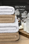 4 lü Banyo Havlusu Takımı Soft Büyük Havlulu Pamuklu Havlu Seti 90X150 Cm Beyaz - 3
