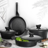 Aryıldız Granit Tencere Seti 7 Parça Montana Siyah - 1