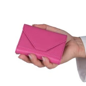 Bagacar Pembe Unısex Çok Gözlü Hakiki Deri Küçük Kartlık Cüzdan - 6