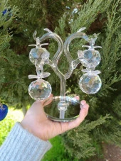 Kristal Cam Elma Ağacı Meyve Şeffaf Ayna Biblo Masa Ev Ofis Düğün Nişan Organize Dekorasyon - 2