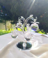 Kristal Cam Elma Ağacı Meyve Şeffaf Ayna Biblo Masa Ev Ofis Düğün Nişan Organize Dekorasyon - 3