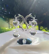 Kristal Cam Elma Ağacı Meyve Şeffaf Ayna Biblo Masa Ev Ofis Düğün Nişan Organize Dekorasyon - 4