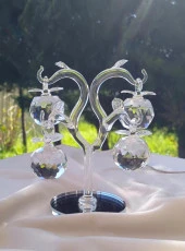 Kristal Cam Elma Ağacı Meyve Şeffaf Ayna Biblo Masa Ev Ofis Düğün Nişan Organize Dekorasyon - 5