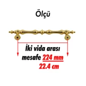 Şehzade Kulp Mobilya Mutfak Dolabı Çekmece Dolap Kulpları Kapak Kulpu Kulbu Gold 224 mm Metal thumbnail 2