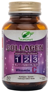 Yurdavit Hidrolize Collagen Kolajen Type Tip 1-2-3 Hyaluronic Acid Vitamin C 2x50 Tablet thumbnail 2