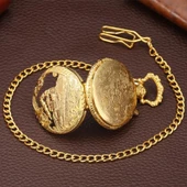 Köstekli Işıklı Tren Temalı Gold Cep Saati SL7149 - 6