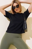 Bisiklet Yaka Basic T-shirt Siyah - 1