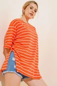 Çizgili Oranj Tshirt thumbnail 1