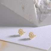 14 Ayar Taşlı Kar Tanesi Altın Küpe 1,30 gr - 1