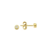 14 Ayar Tektaş Oval Altın Küpe 0,95 gr - 1
