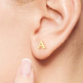 14 Ayar Altın A Harf Küpe 0,45 gr - 5
