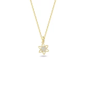 14 Ayar Altın Taşlı Çiçek Kolye 1.7 gr thumbnail 1