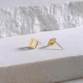 14 Ayar Altın Kare Taşlı Küpe 1,25 gr thumbnail 1