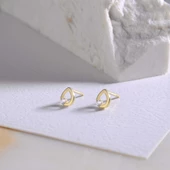 14 Ayar Altın Damla Tek Taş Küpe 0,75 gr - 1